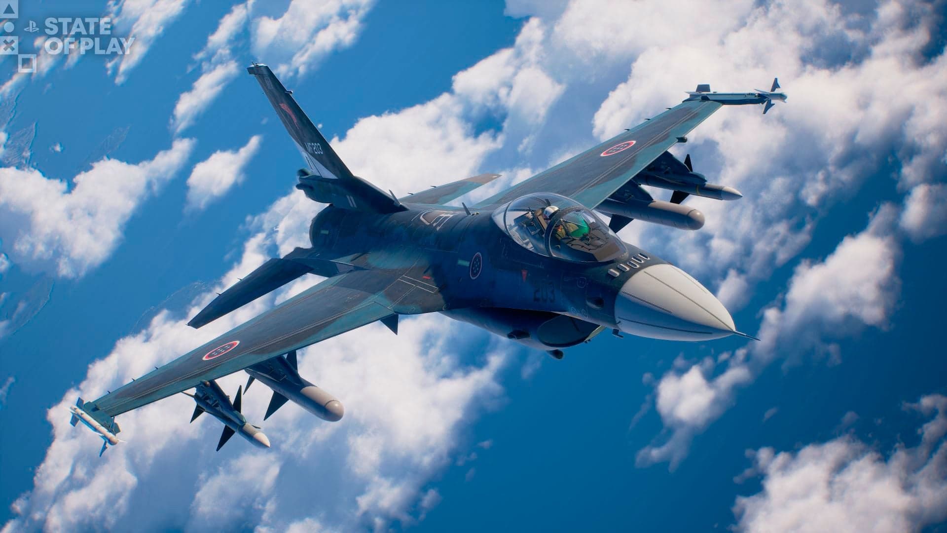 A screenshot of F-2A fighter plane with JASDF camo in Ace Combat 8