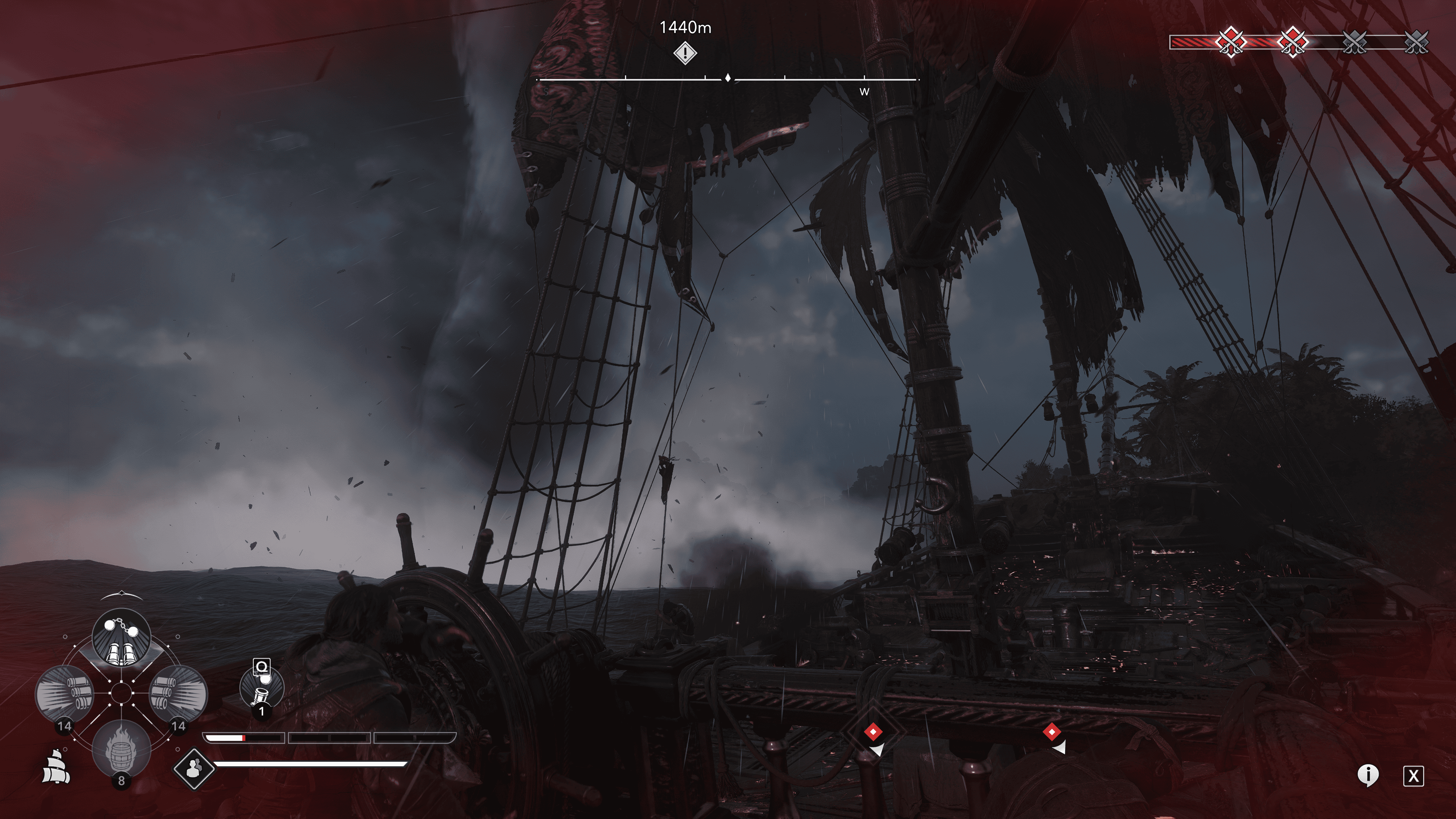 A waterspout rising from the ocean in Assassin's Creed Black Flag Resynced