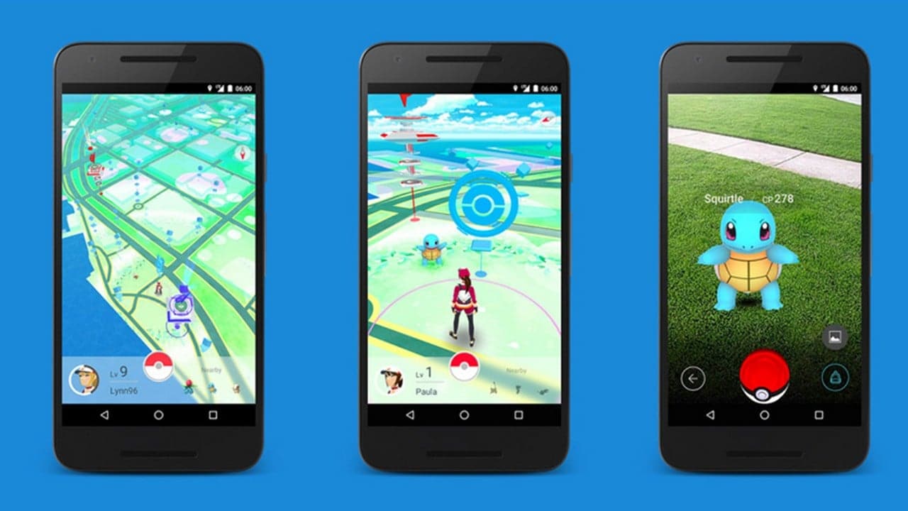 Pokemon Go screenshots across three devices