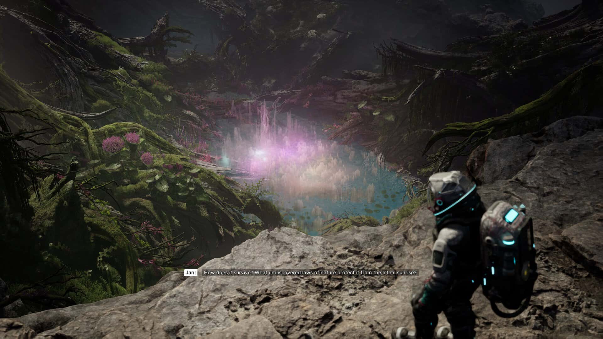 A screenshot of the oasis in The Alters: The Last Variable