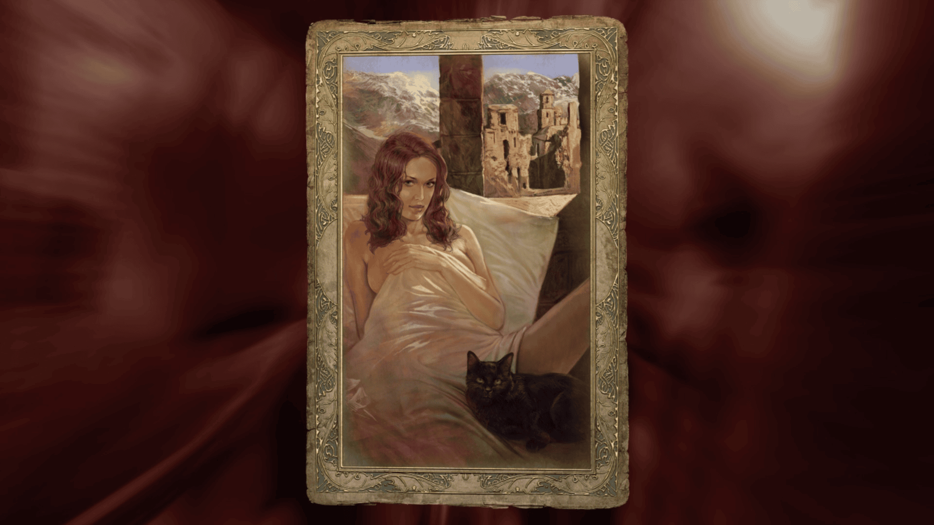 A romance card of Triss from Witcher 1