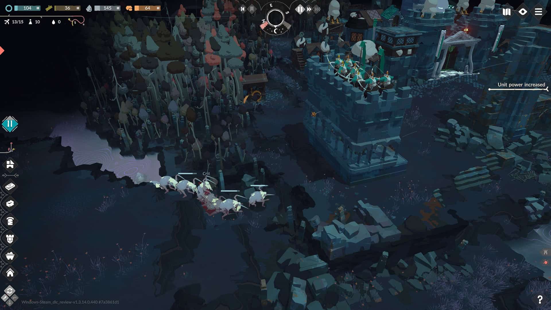 Cataclsimo The Old Kingdom screenshot showing soldiers on a stone tower fighting against crawling monsters.