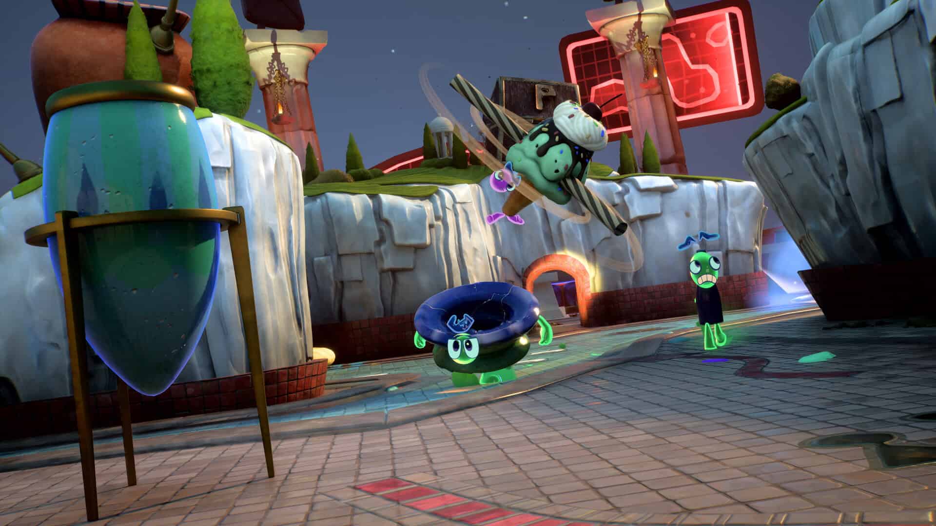 A screenshot of a pot spinning as two other pot ghosts run around in Kiln