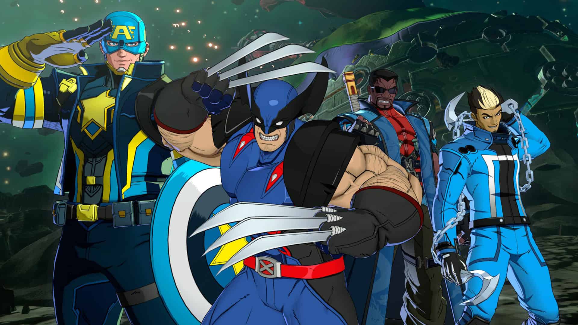 Wolverine, Captain America, Blade, and Ghost Rider in Marvel Tokon: Fighting Souls