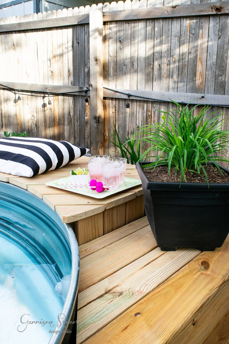 Garrison Street Design Studio - DIY Backyard Stock Tank Pool Deck Build Tutorial