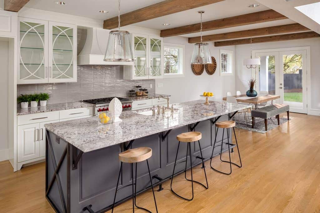 Elegant granite countertops in a contemporary kitchen setting.