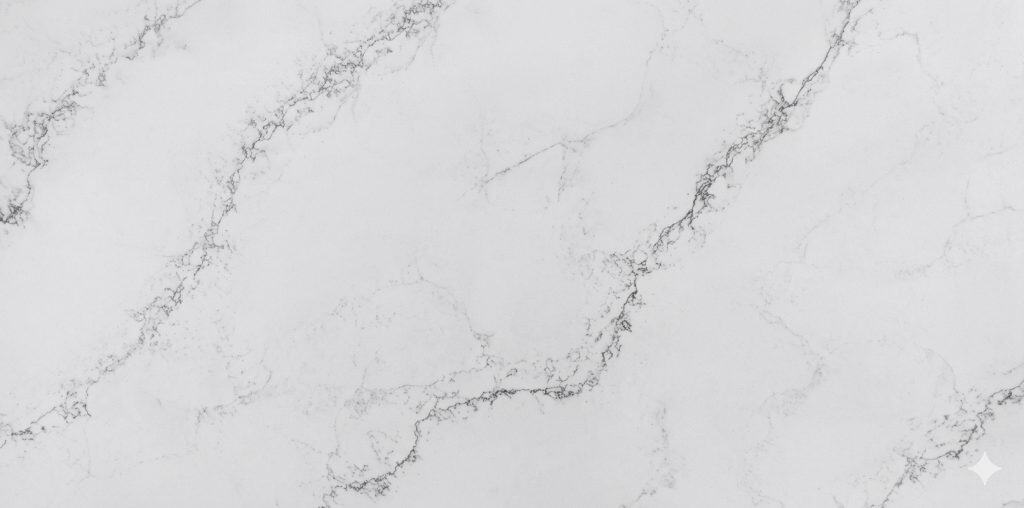 Andes white marble countertop with elegant gray veining.