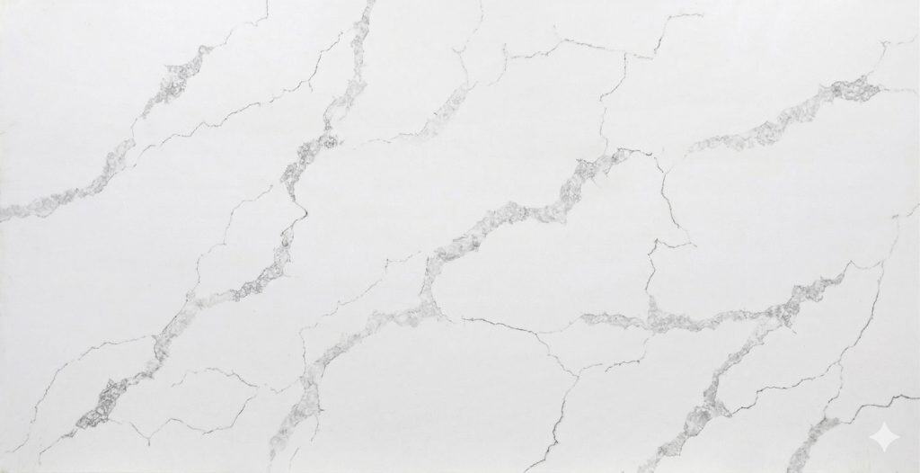 Elegant white Cascade quartz countertop with gray veining for modern kitchens.