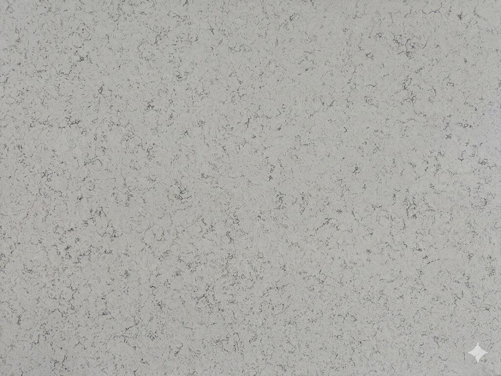Close-up of Meridian Gray quartz countertop surface with textured finish.
