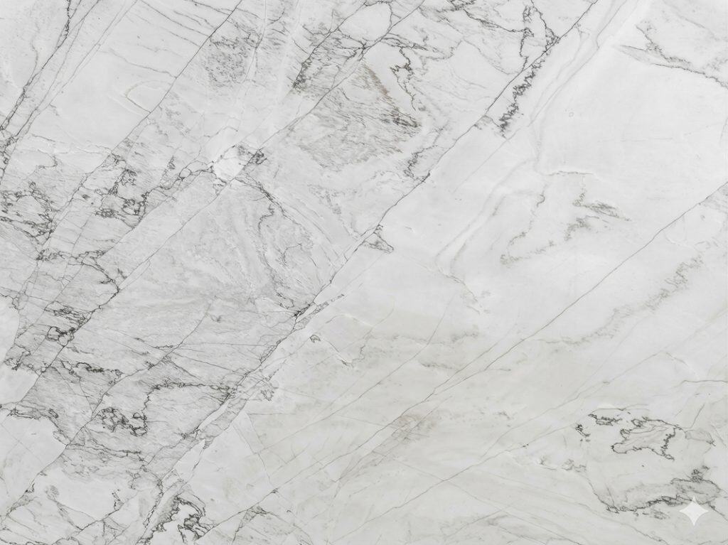 Elegant Tundra quartz countertop with natural marble-like veining.