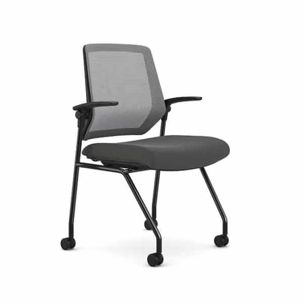 Ergonomic office chair with mesh back and cushioned seat.
