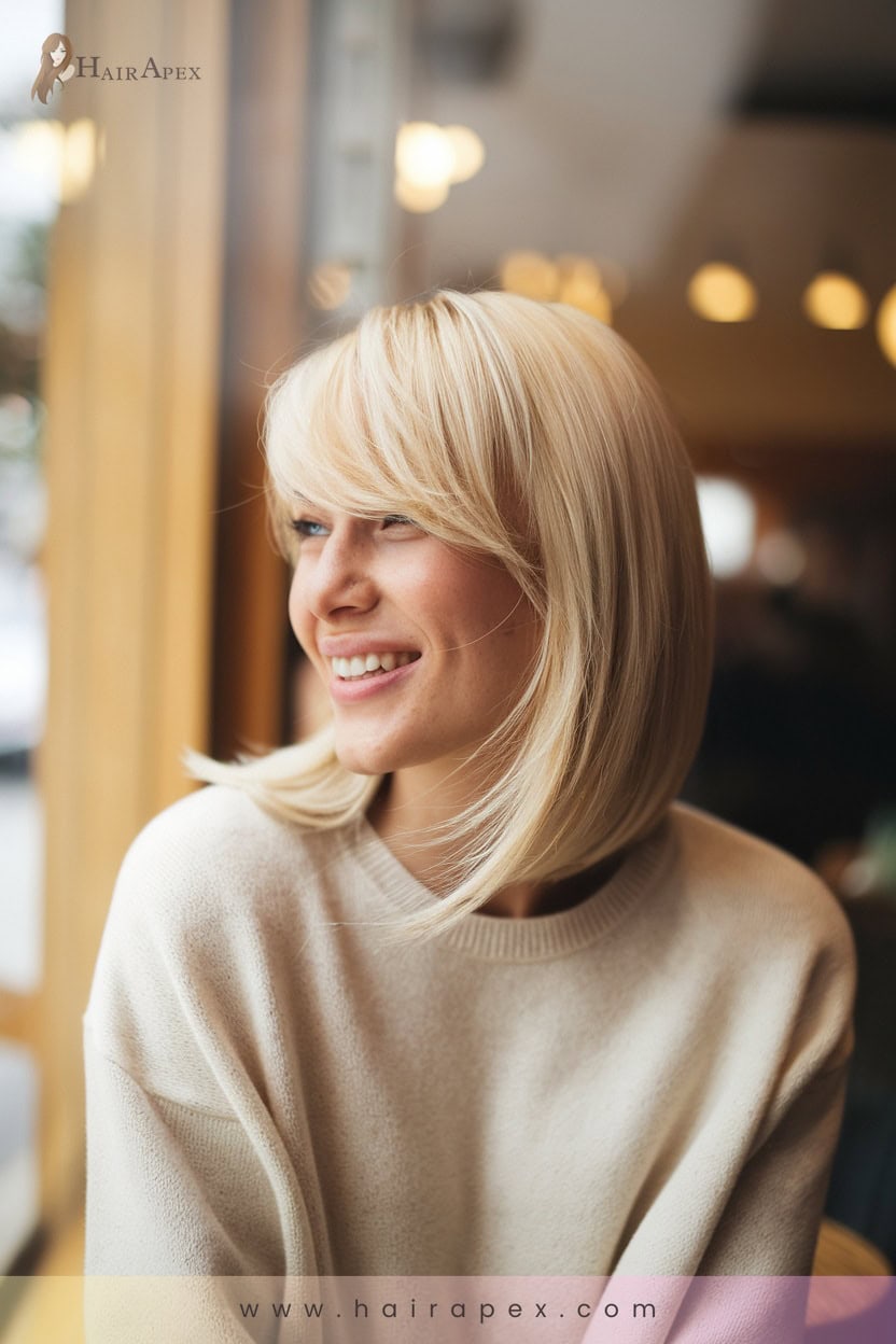 1 Classic Blonde Bob With Bangs