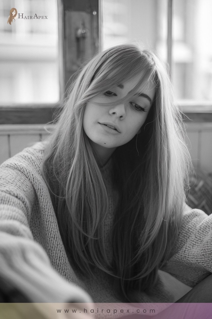 24 Layered Hair With Parted Bangs