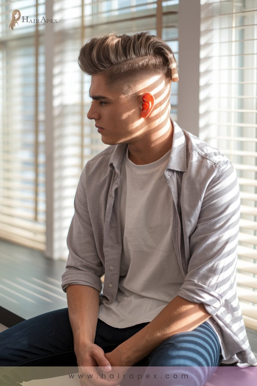 27. Side Quiff With Mid Fade