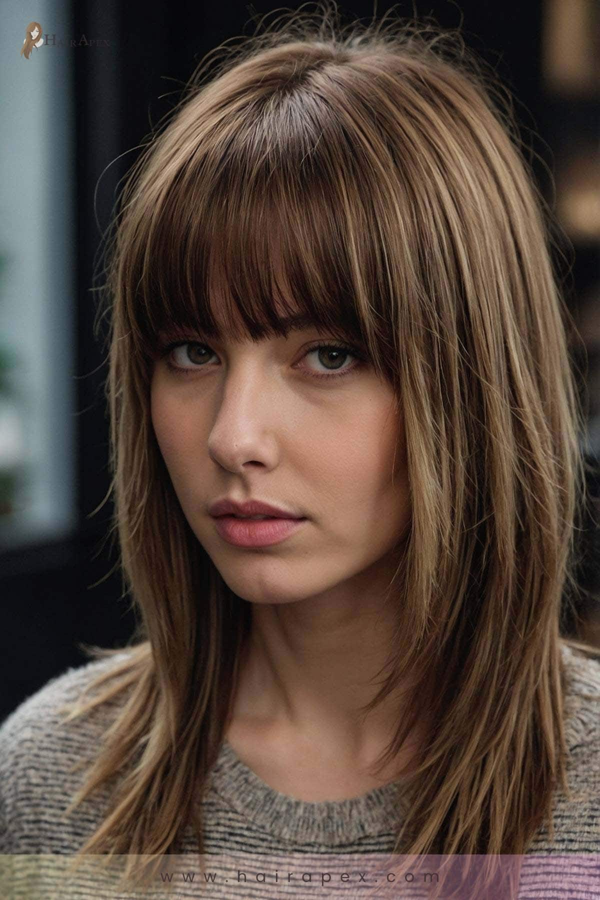 38. Layered Cut With Blunt Bangs 2