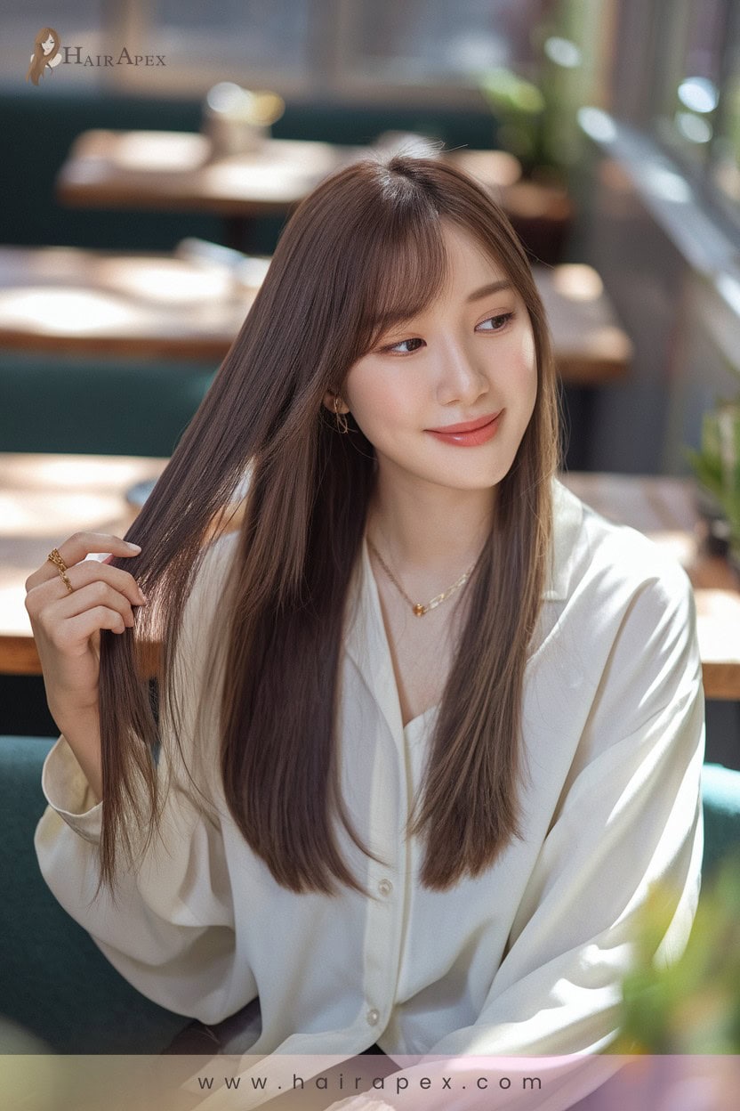 6 Long And Sleek Bangs