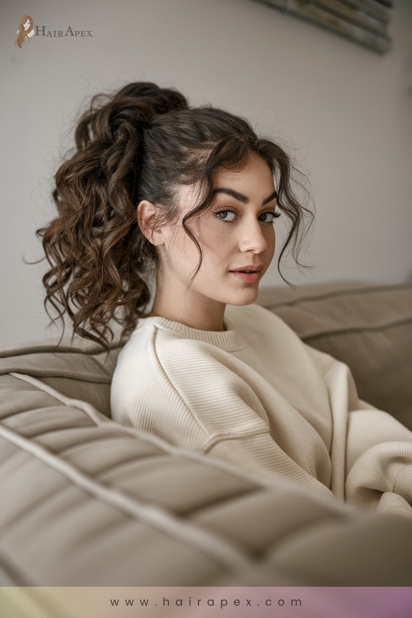 8 Curly Ponytail With Bangs