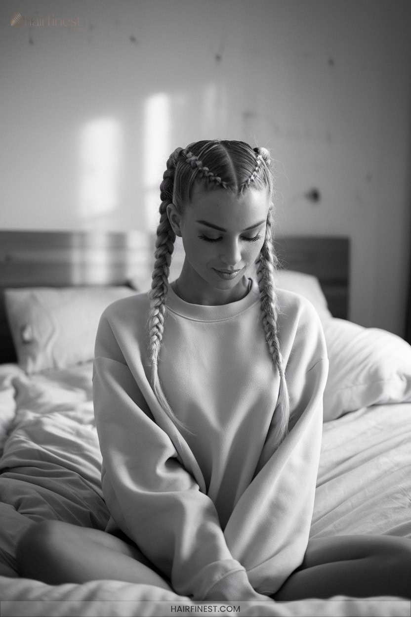 10 Double Braid Pigtails