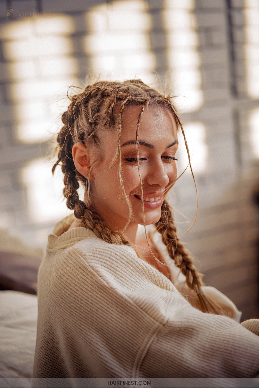 10 Double Messy Braids