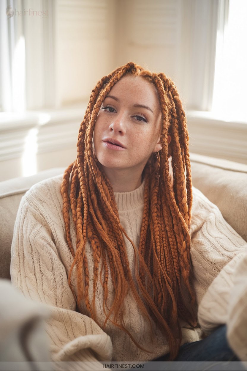 10 Multi Textured Ginger Braids With Mixed Sizes