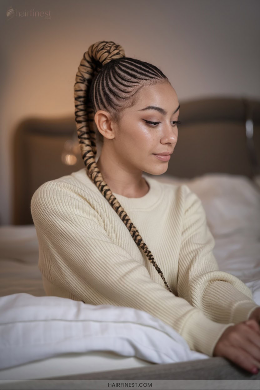 11 Cornrow Ponytail With Wrapped Base