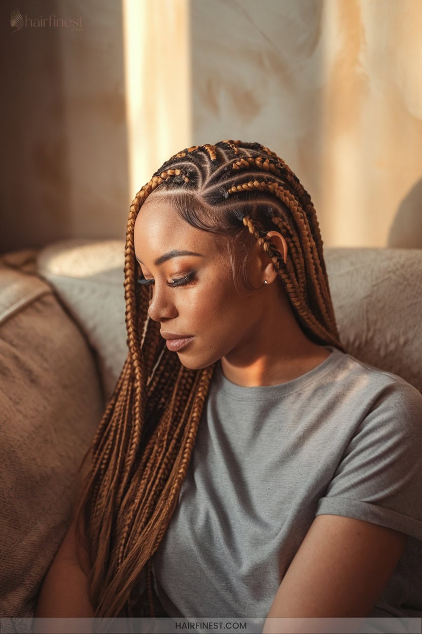 11 Cornrows With Weft Extensions