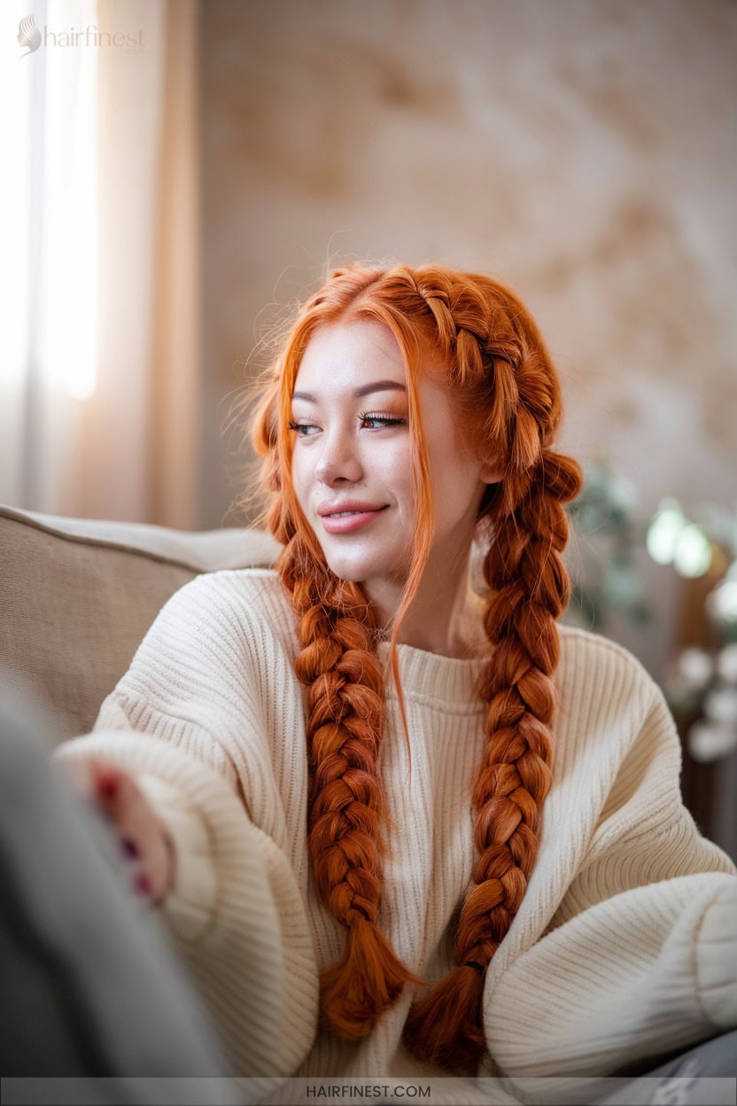 11 Ginger Braids Using Blunt Cut Curly Hair Pieces