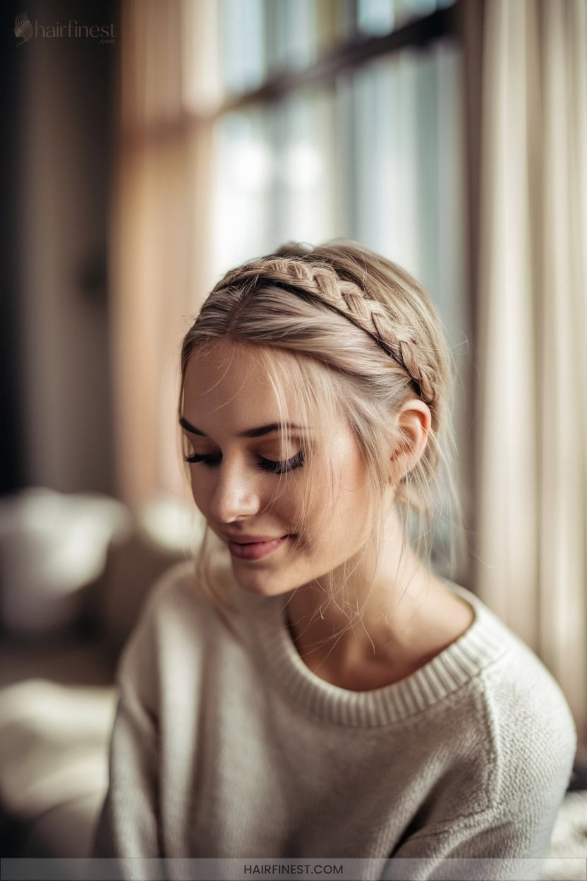 12 Braided Headband Half Up Style