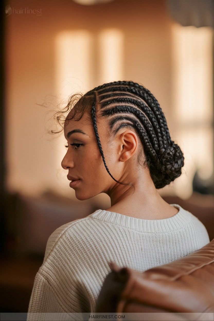 12 Cornrow Braided Nape Bun