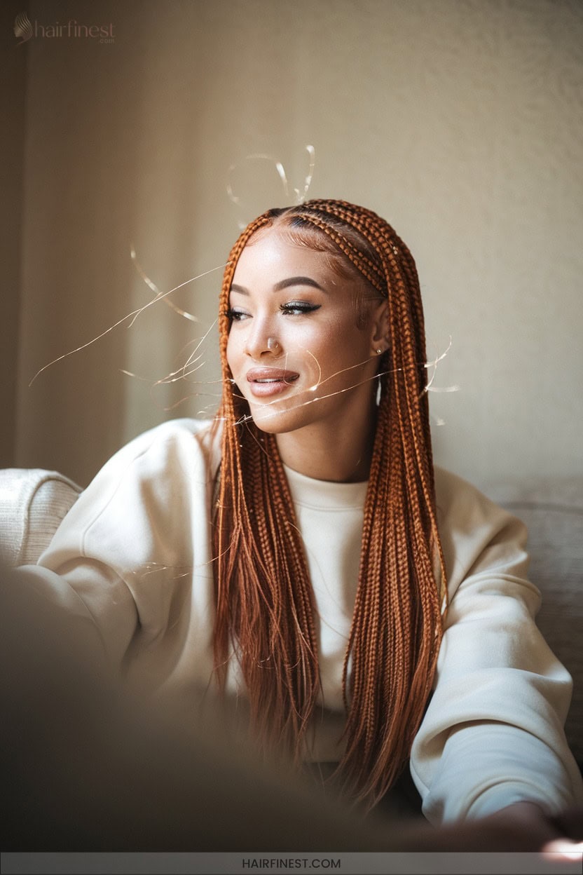12 Sleek Ginger Braids With Tucked Roots