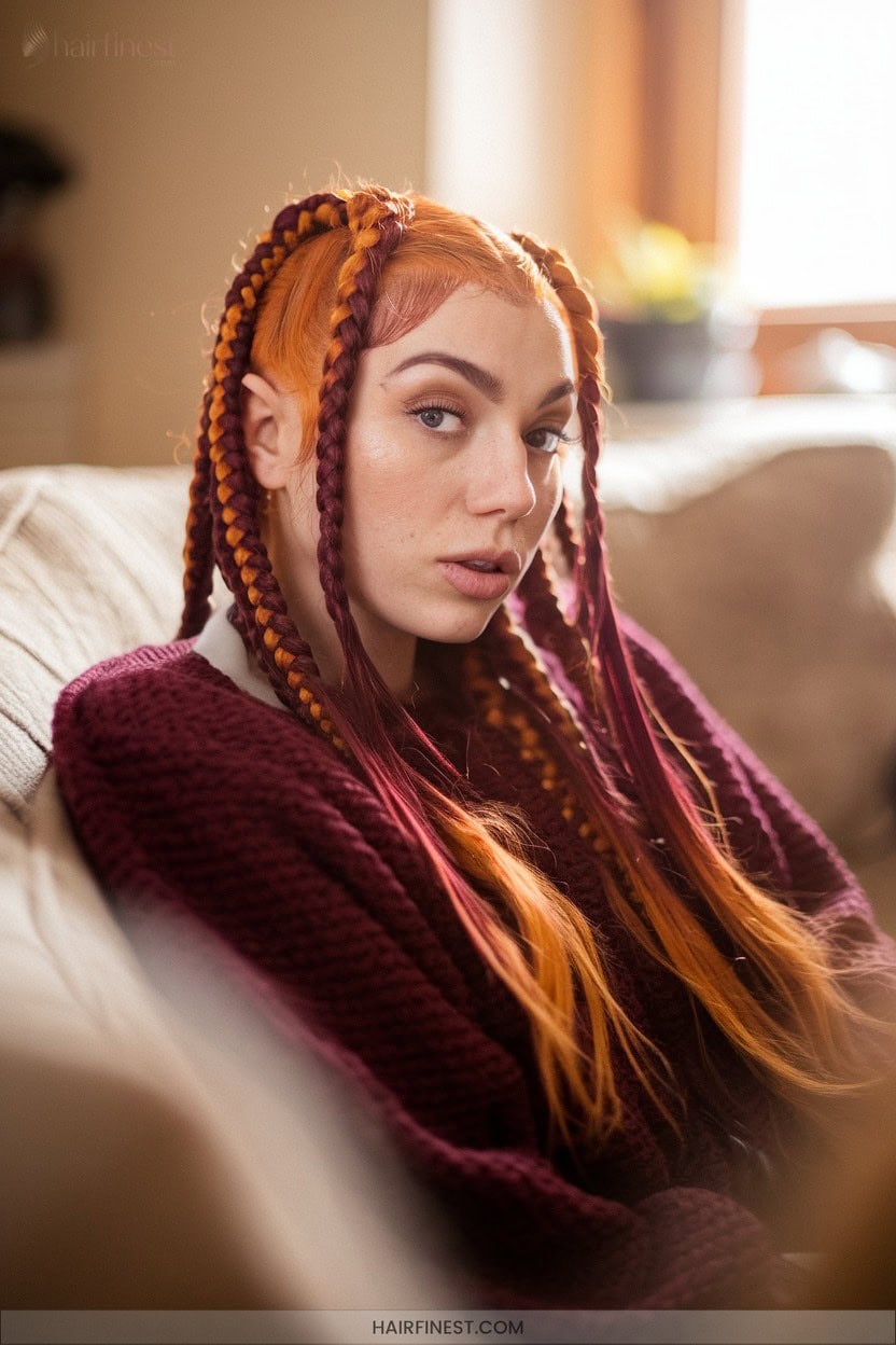 13 Bold Ginger And Maroon Braided Styles