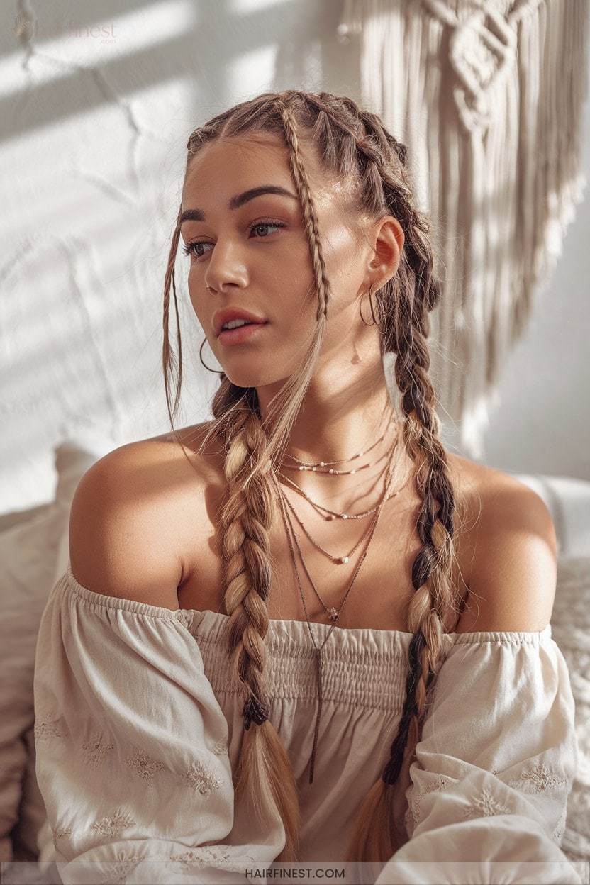 13 Mixed Texture Boho Braids