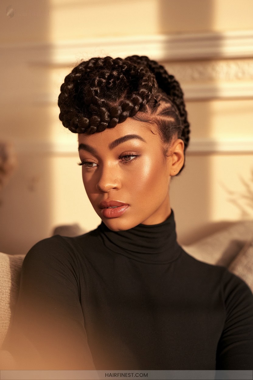 14 Braided Fro Hawk Statement Updo