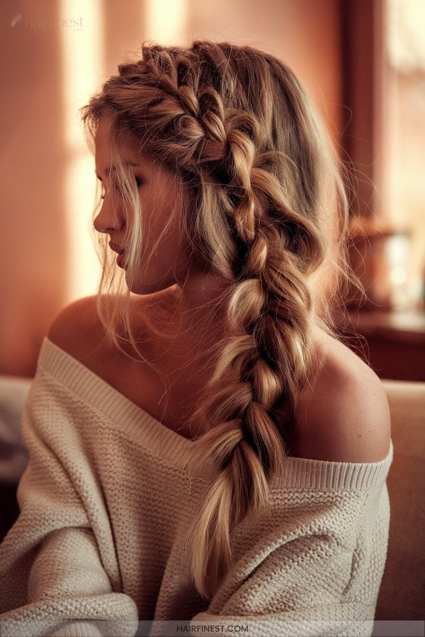 15 Chunky Pancaked Messy Braid