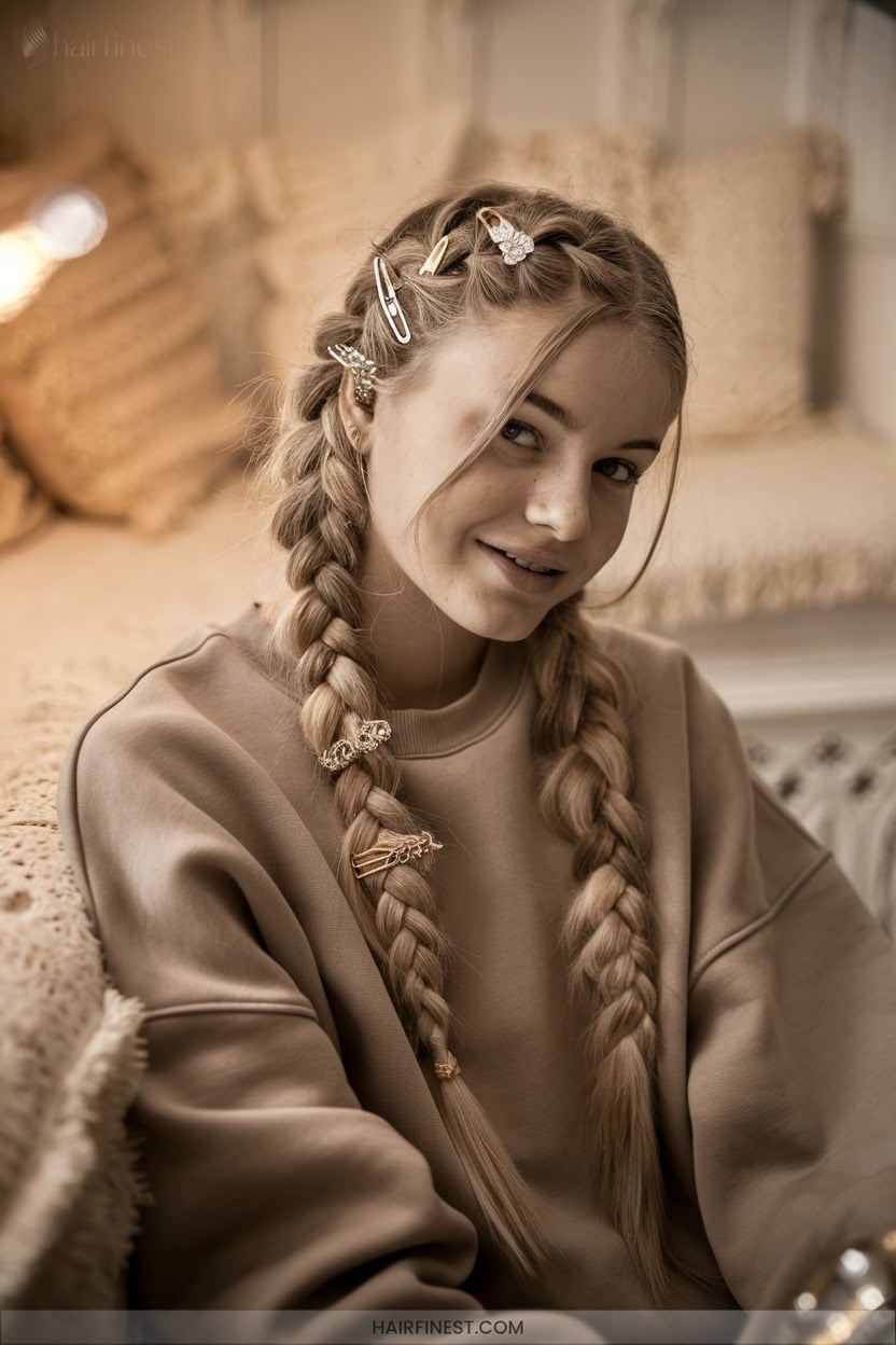 17 Braided Hairstyles With Hairpins And Clips