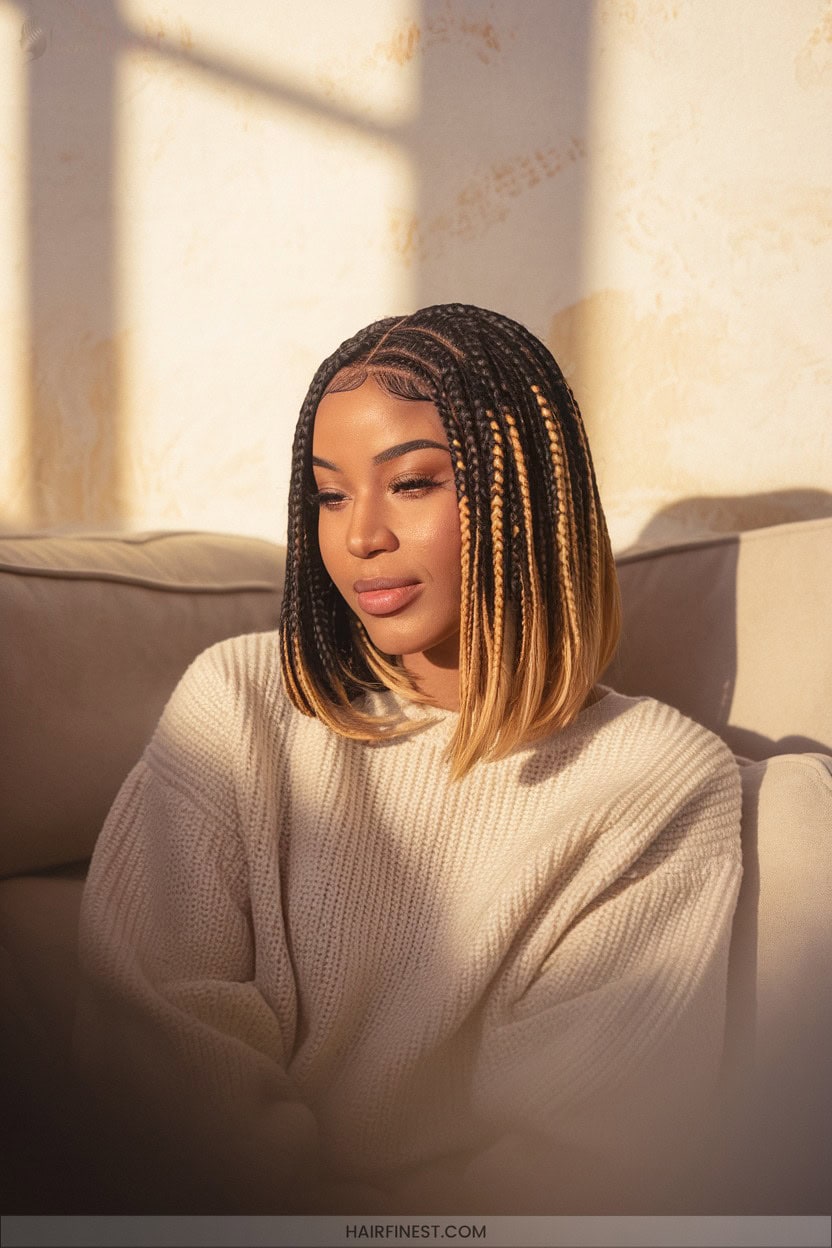 17 Cornrow Bob With Bold Highlights