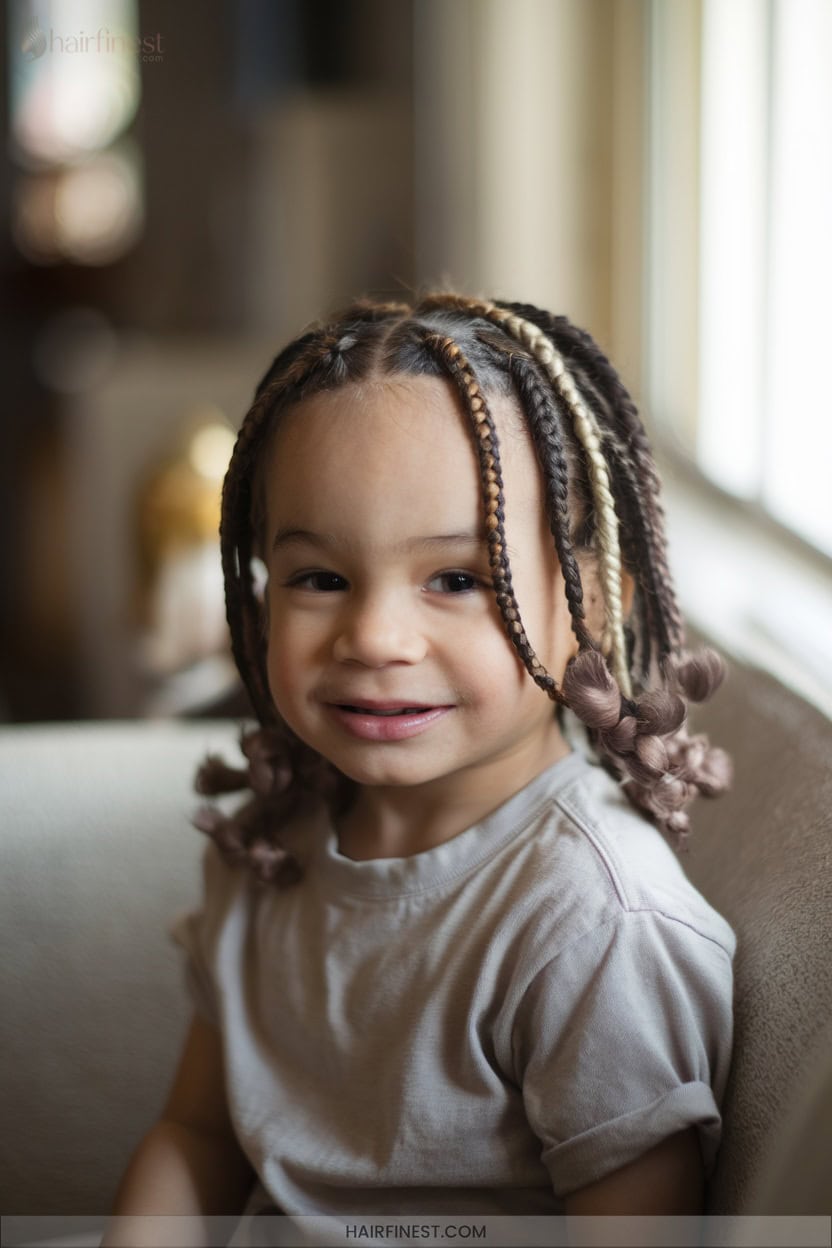 17 Mixed Braids With Colorful Elastics