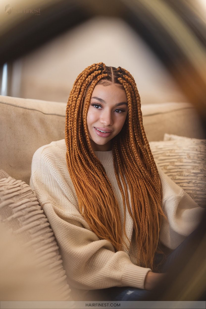 1 Island Twist Braids With Vibrant Ginger Tones