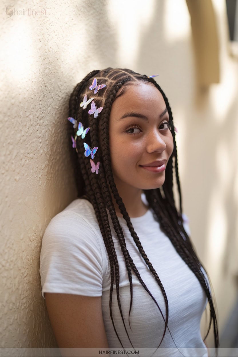 20 Cornrows With Butterfly Clips