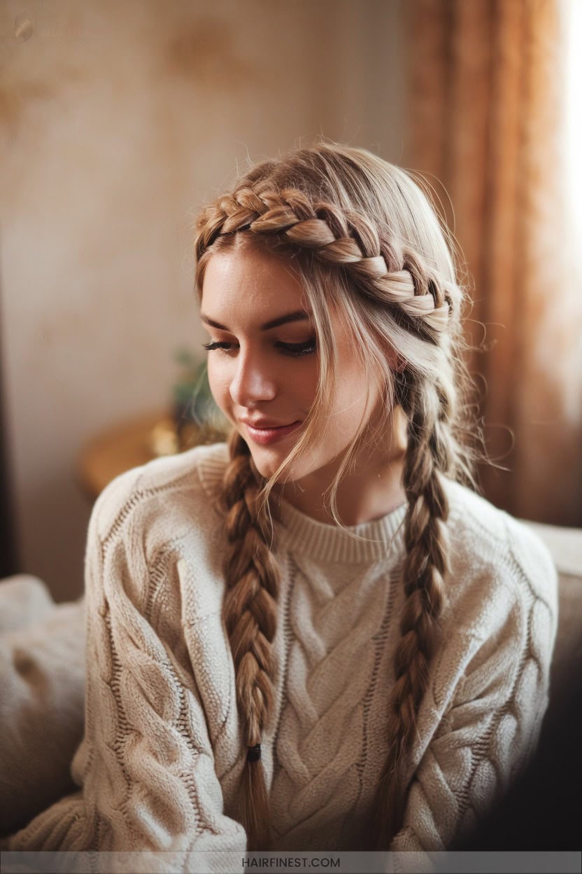 2 Double Dutch Fishtail Crown Braid