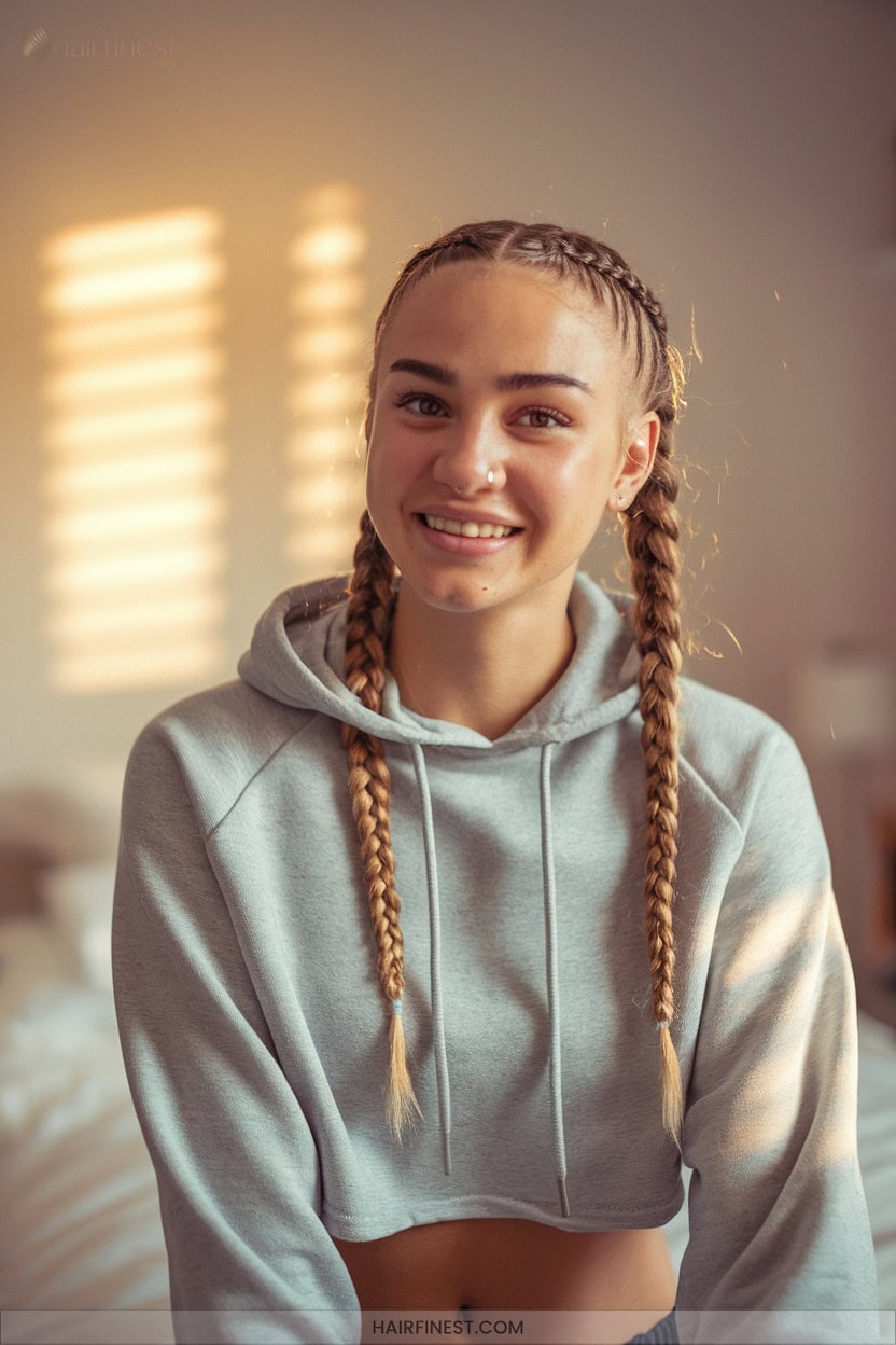 3 Dutch Boxer Braids With A Sporty Edge