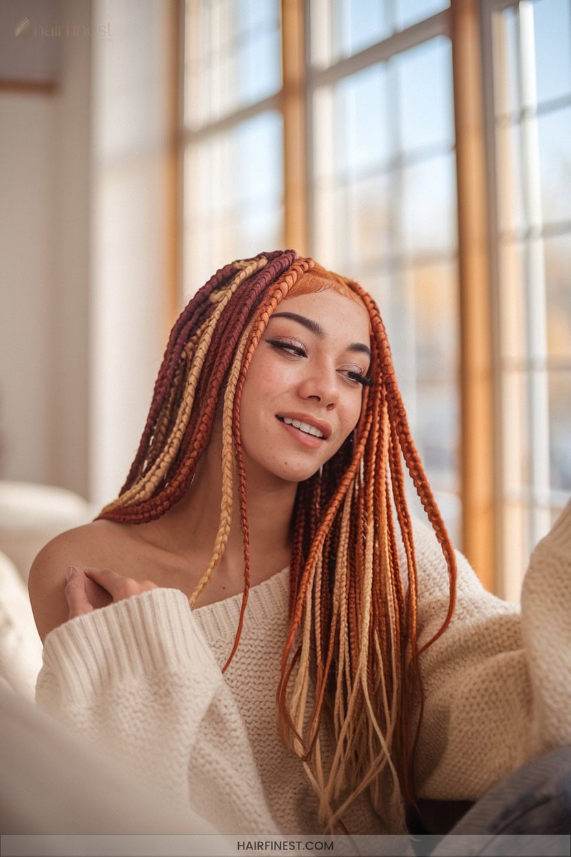 3 Ginger And Blonde Color Blend Braids