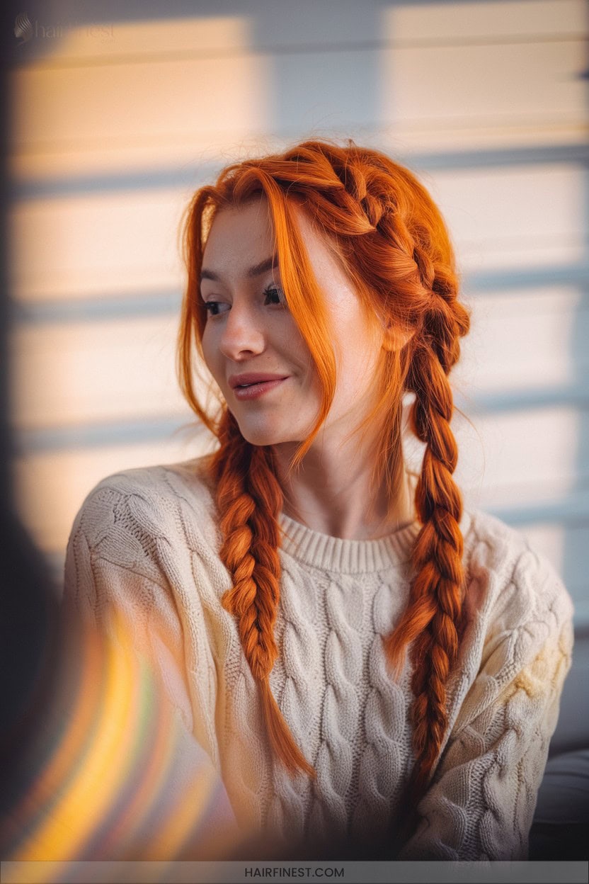 4 Classic Three Strand Ginger Braids