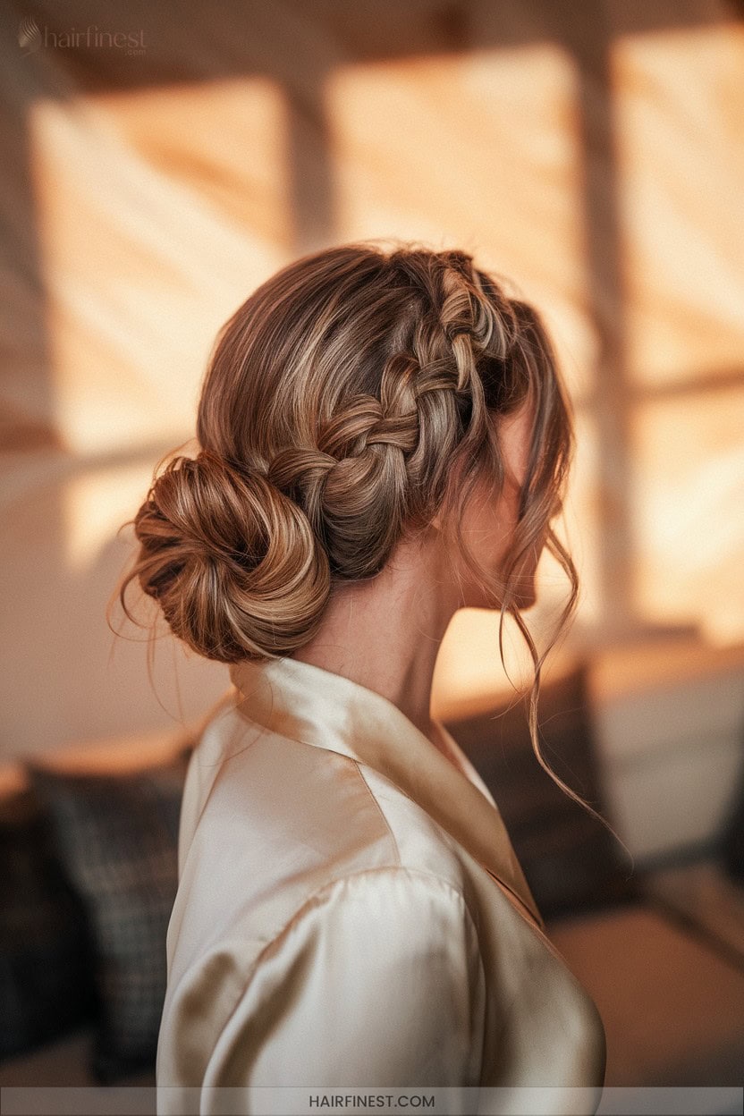 4 Swirl Braided Low Bun