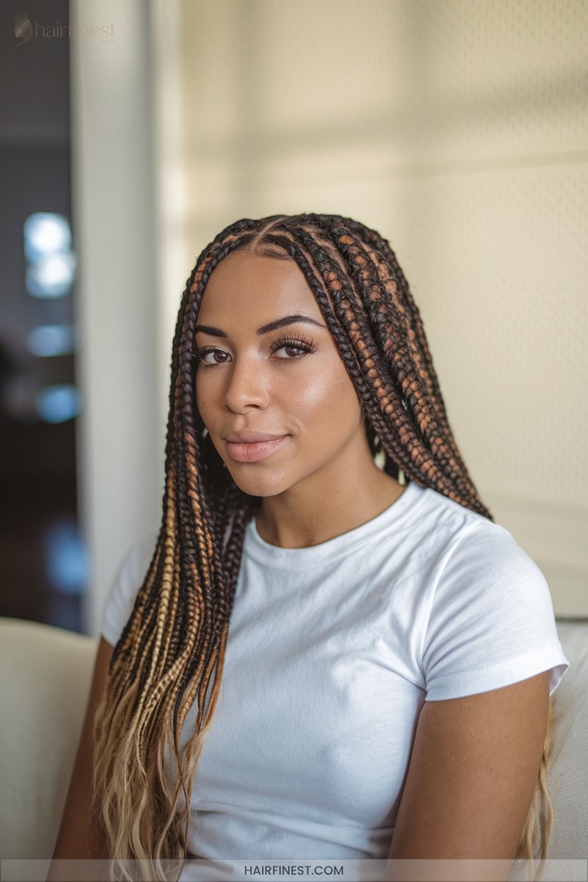 5. Ombre Effect Cornrow Braids