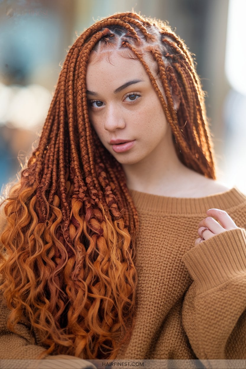 5 Ginger Braids With Curly Extensions
