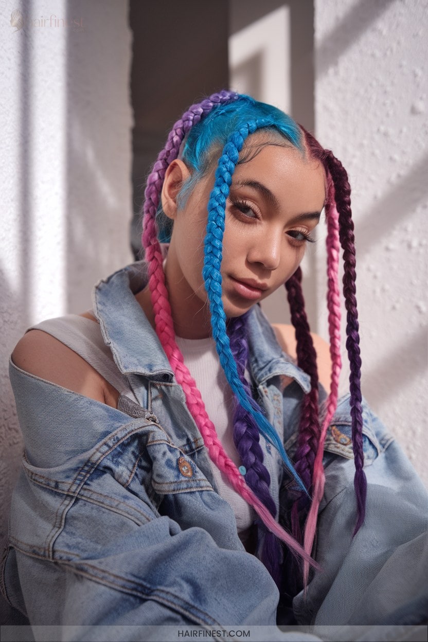 6 Color Blocked Braided Styles