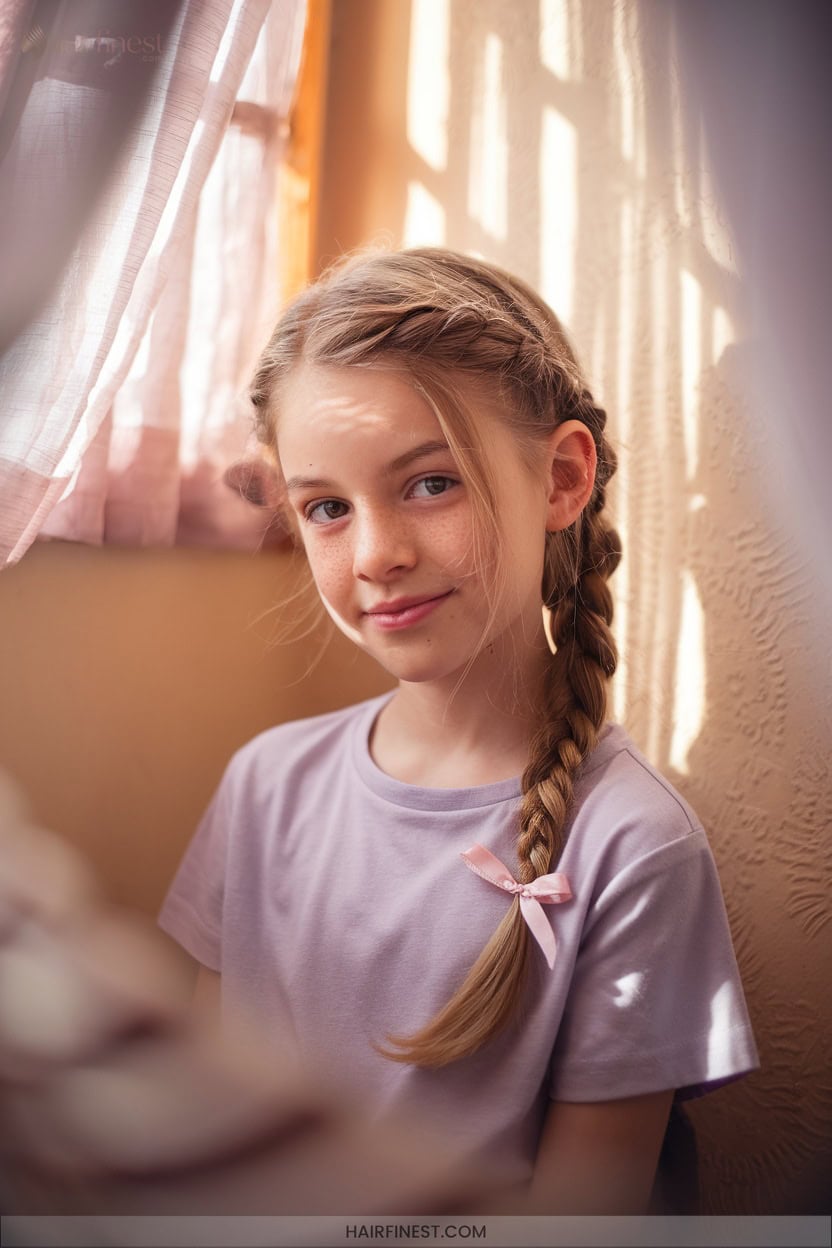 6 Side Braid With Ribbon