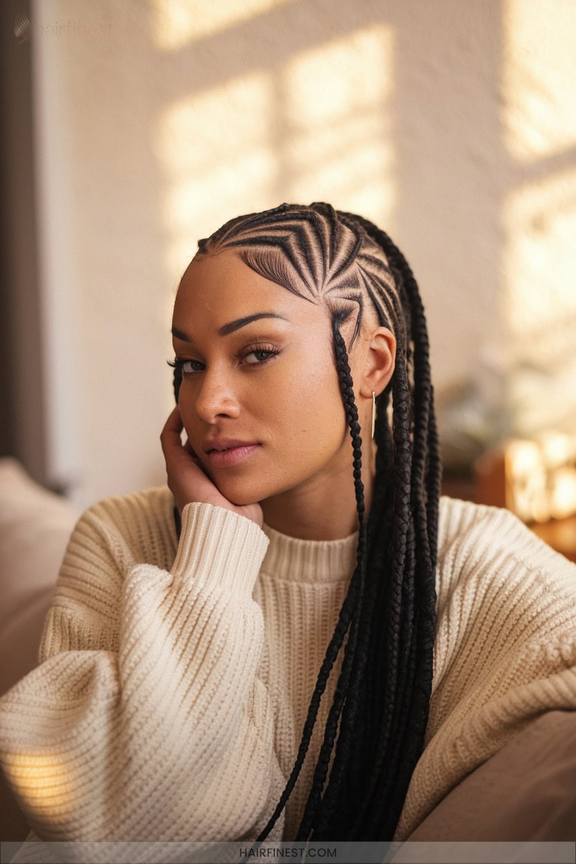 6 Zig Zag Patterned Cornrows