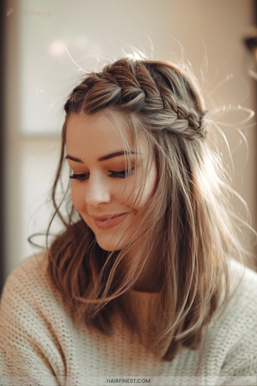 7 Waterfall Braid Half Up Hairstyle